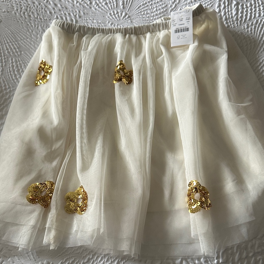 J. Crew Cream Skirt with Gold Embellishments